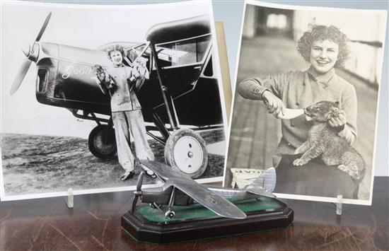 Peggy Salaman, (Pioneer Aviatrix 1907-1990). A Continental model of the DH 80A Puss Moth Good Hope, plane 8 x 6.25in.